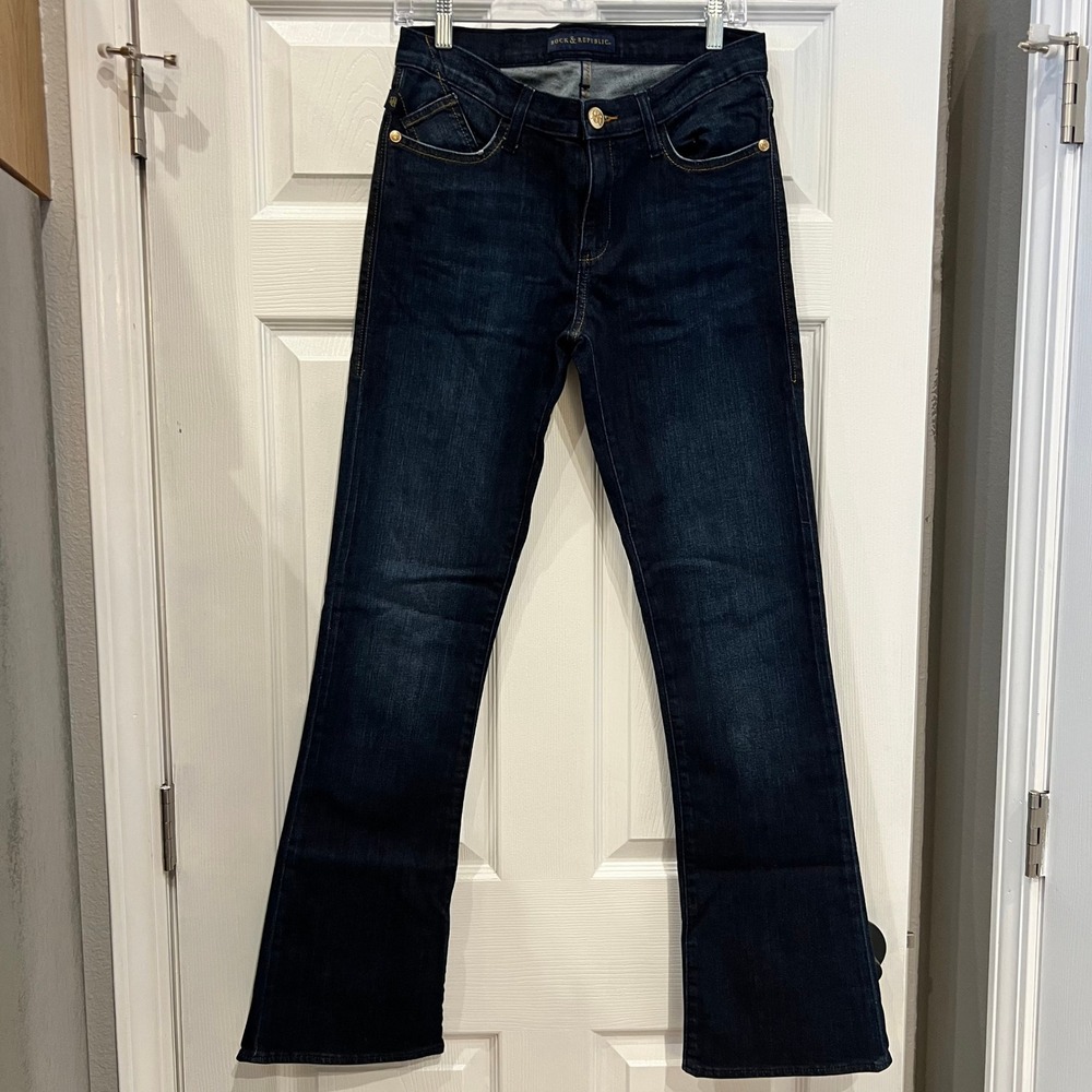 Rock & Republic Kasandra Bootcut Jeans Cotton Blend Dark Wash Edgy Y2K 10M